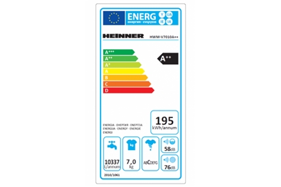 Masina de spalat Heinner HWM-V7010A++, 7 kg, 1000 rpm, EcoLogic, Display LED, A++, Alb
