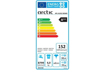 Masina de spalat rufe Arctic APL61012BDW0, Slim, 1000 RPM, 6 Kg, Clasa A+++, Alb